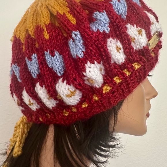 Hand Knits 2 Love Slouch Beanie Hat Hearts Homes Adjustable Fit Beads Designer - Picture 8 of 8